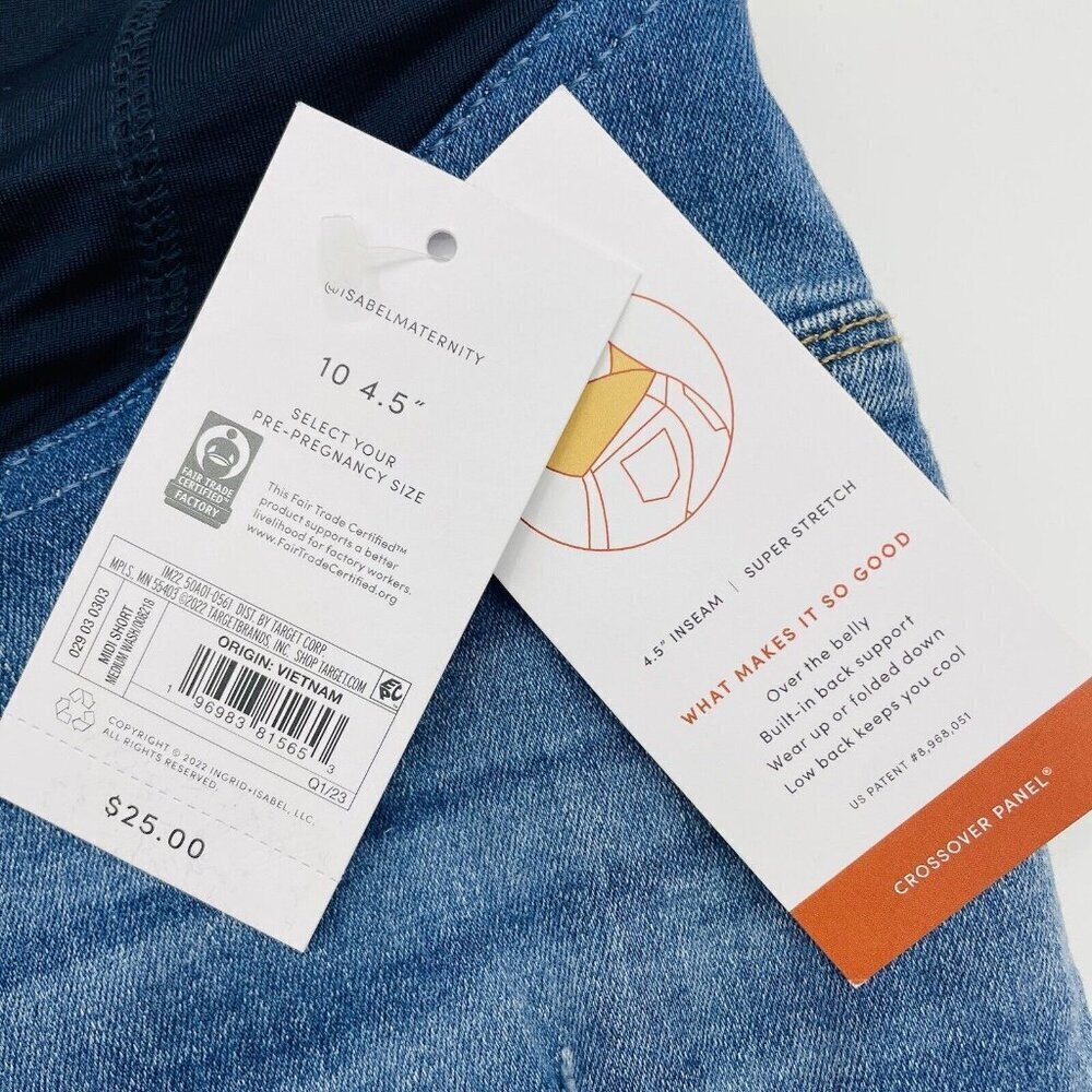 Isabel Maternity by Ingrid & Isabel Size 10 Over Belly Full Panel Jean Shorts - Picture 5 of 7